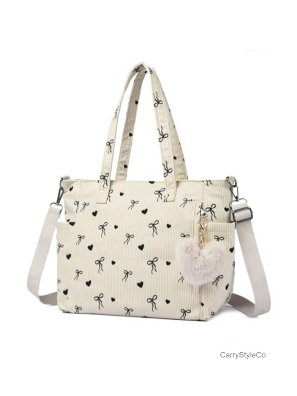 Corduroy Tote Bag Shoulder Hobo Crossbody Adjustable Strap Women Purse
